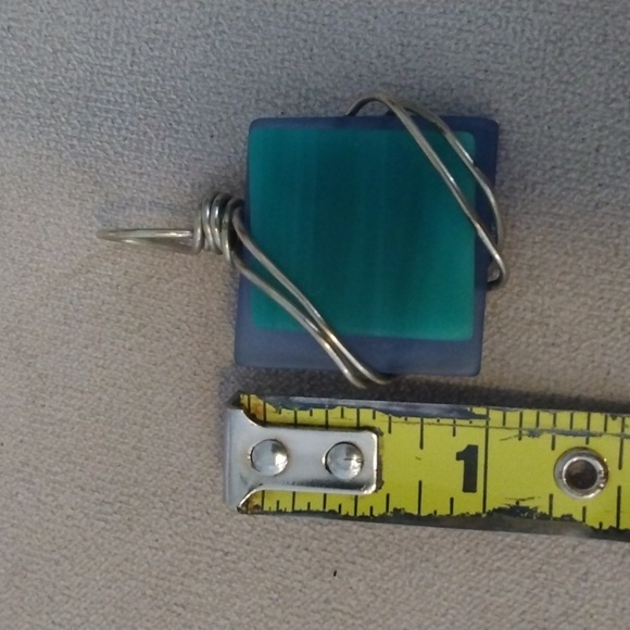 Blue and Green Fused Glass Pendant Necklace - Handcrafted Glass Jewelry - Picture 5 of 8